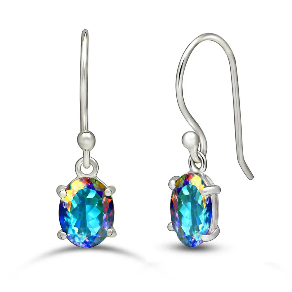 2ct Mercury Mystic Topaz 925 Solid Sterling Silver Earrings 25mm
