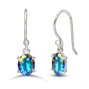 2ct Mercury Mystic Topaz 925 Solid Sterling Silver Earrings 25mm