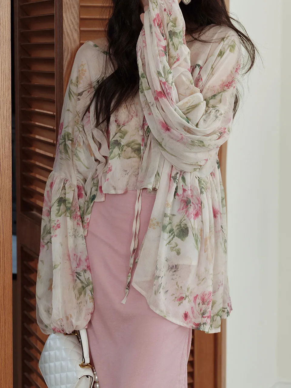 2PS Pink Crush Blouse and High Waist Bodycon Skirt Vintage Dress Outfit