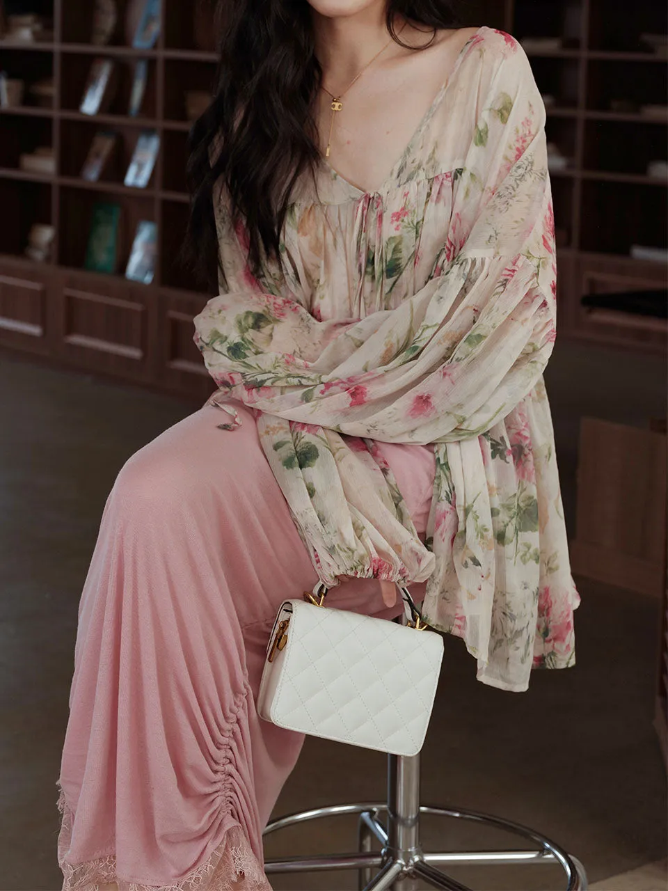 2PS Pink Crush Blouse and High Waist Bodycon Skirt Vintage Dress Outfit
