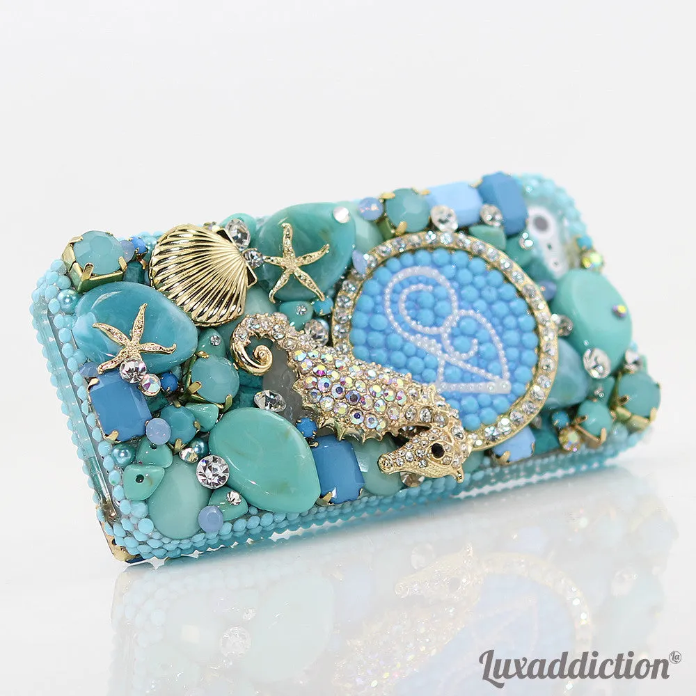 3D Diamond Seahorse Personalized Monogram Design (style MO_2035)