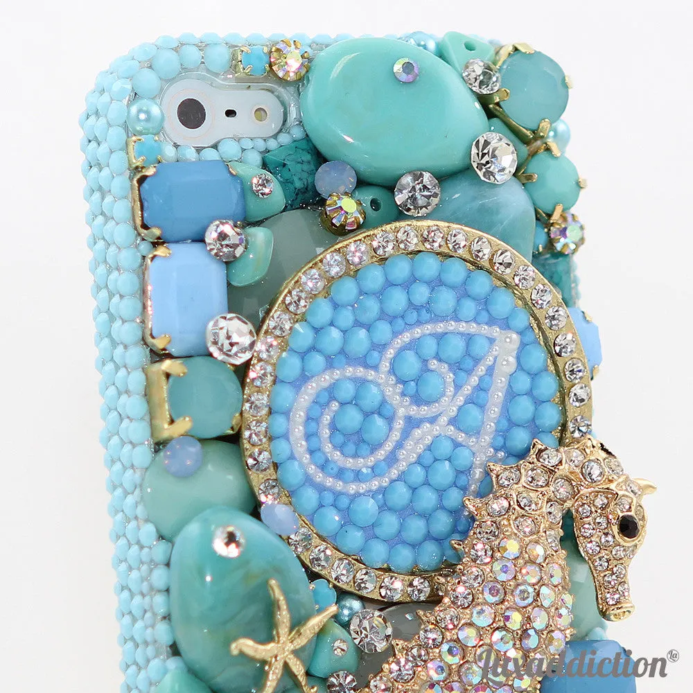 3D Diamond Seahorse Personalized Monogram Design (style MO_2035)