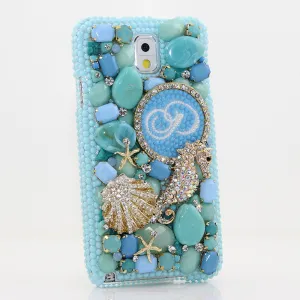 3D Diamond Seahorse Personalized Monogram Design (style MO_2035)