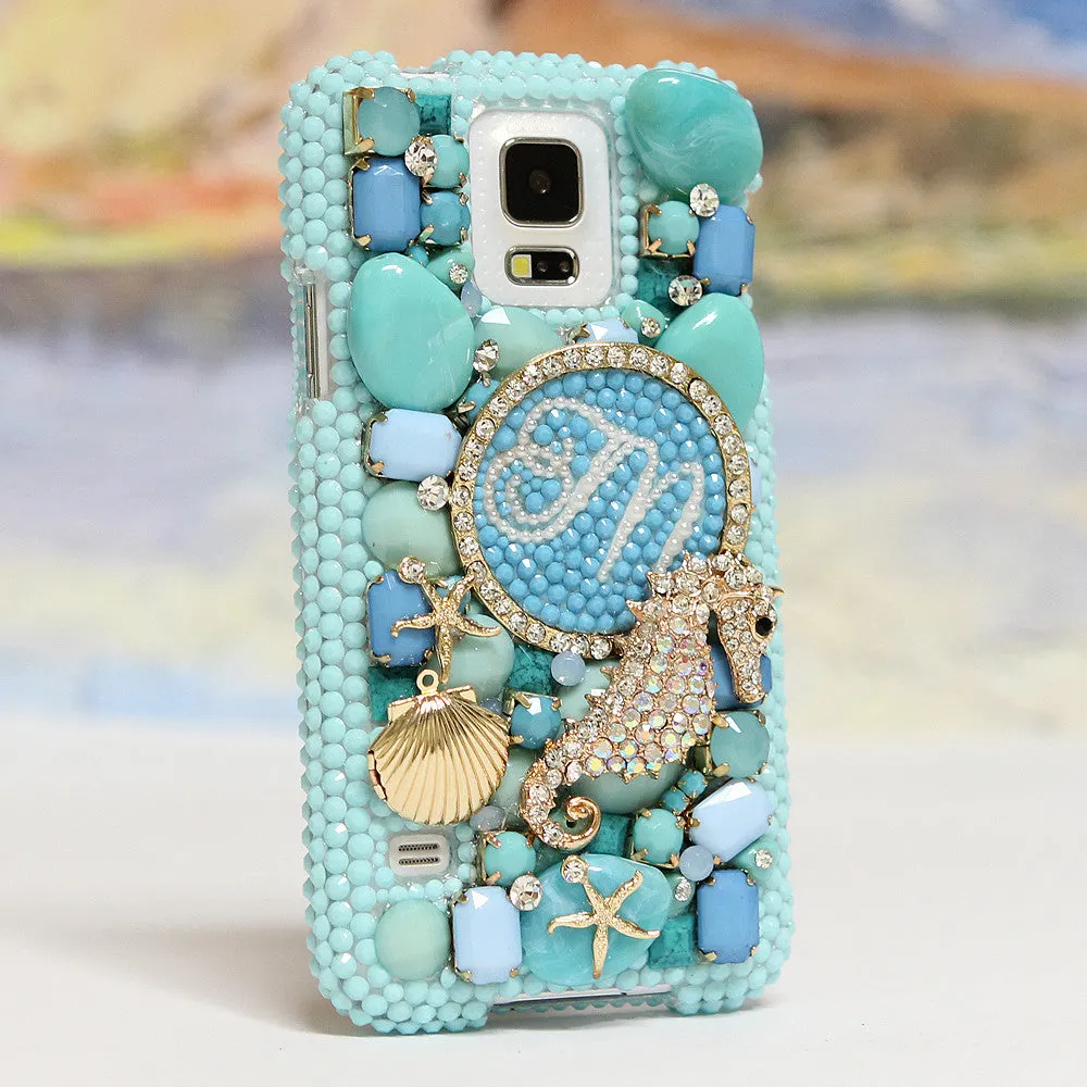 3D Diamond Seahorse Personalized Monogram Design (style MO_2035)