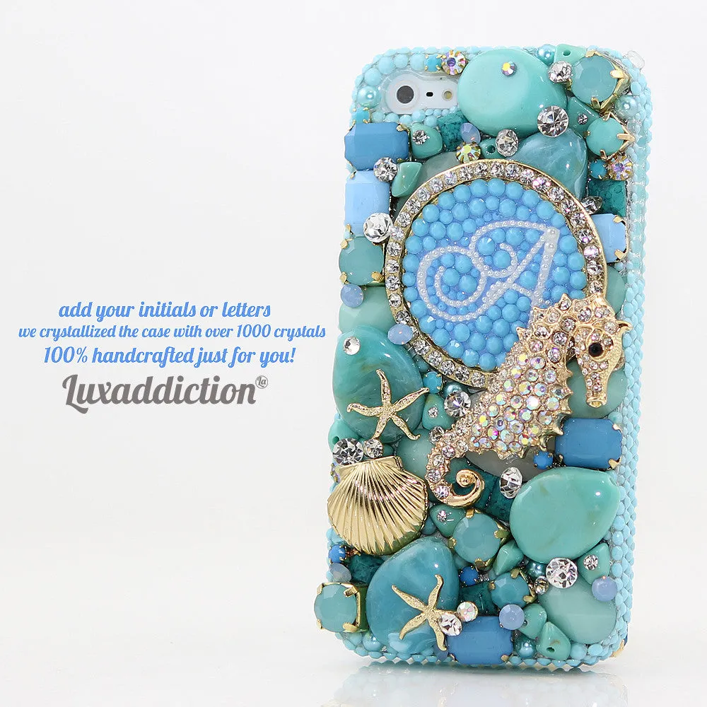 3D Diamond Seahorse Personalized Monogram Design (style MO_2035)