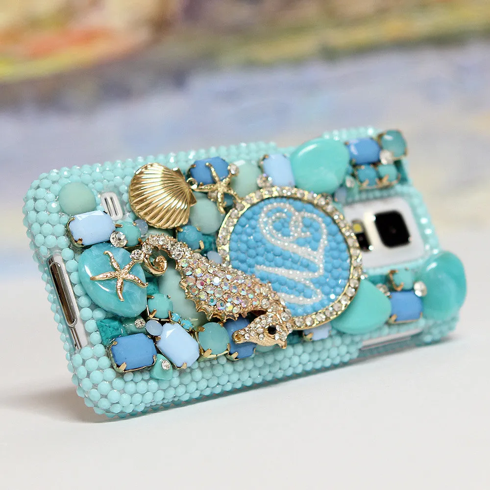 3D Diamond Seahorse Personalized Monogram Design (style MO_2035)