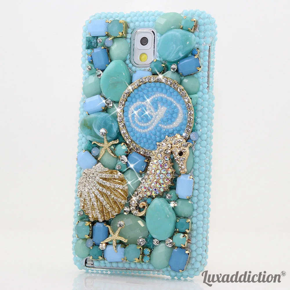 3D Diamond Seahorse Personalized Monogram Design (style MO_2035)