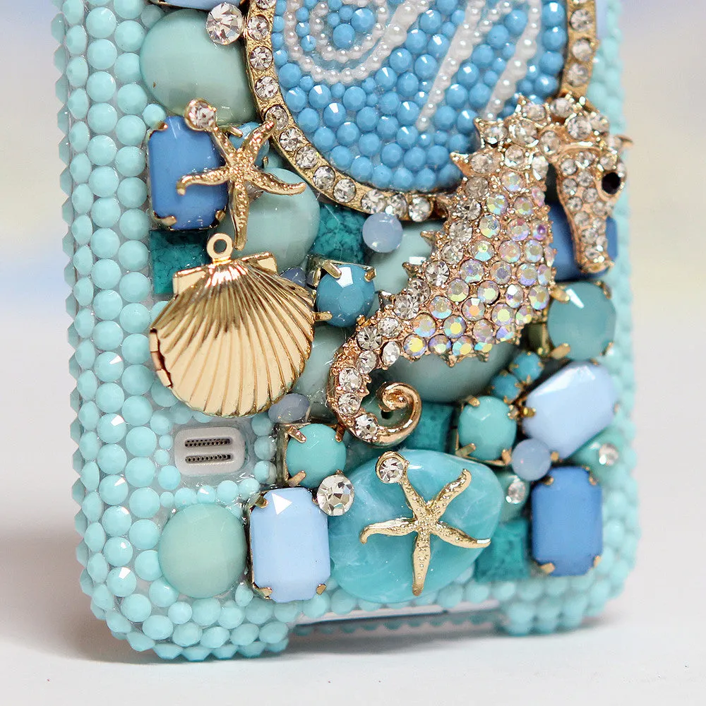 3D Diamond Seahorse Personalized Monogram Design (style MO_2035)