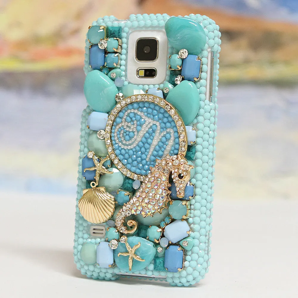 3D Diamond Seahorse Personalized Monogram Design (style MO_2035)