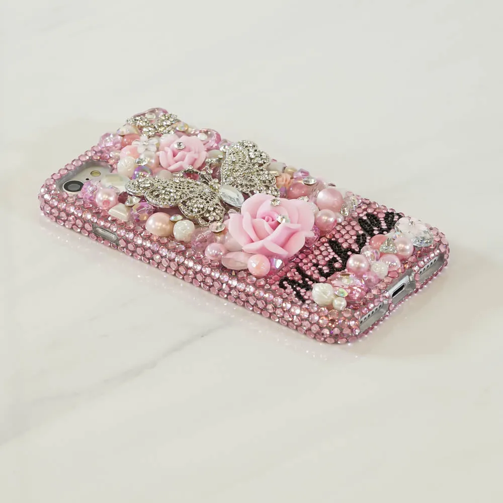 3D Pink Butterfly Personalized Name & Initials Design (style PN_1038)