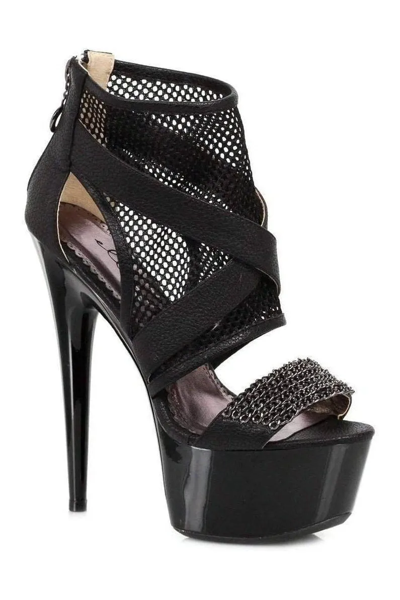 609-SHAWNA Platform Sandal  | Black  Patent