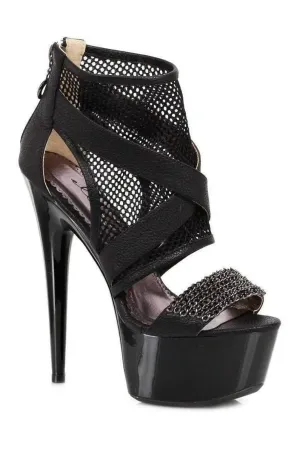 609-SHAWNA Platform Sandal  | Black  Patent