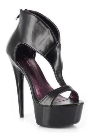 609-WONDER Platform Sandal  | Black Faux Leather