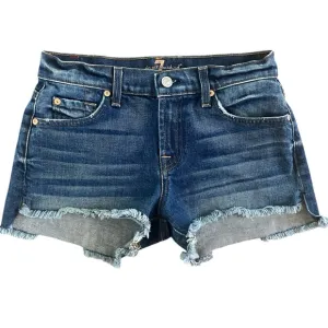 7FAM Mid-Rise Distressed Cutoff Women's Blue Denim Shorts Sz 26