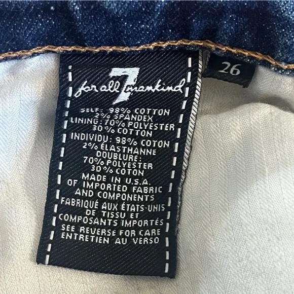 7FAM Mid-Rise Distressed Cutoff Women's Blue Denim Shorts Sz 26