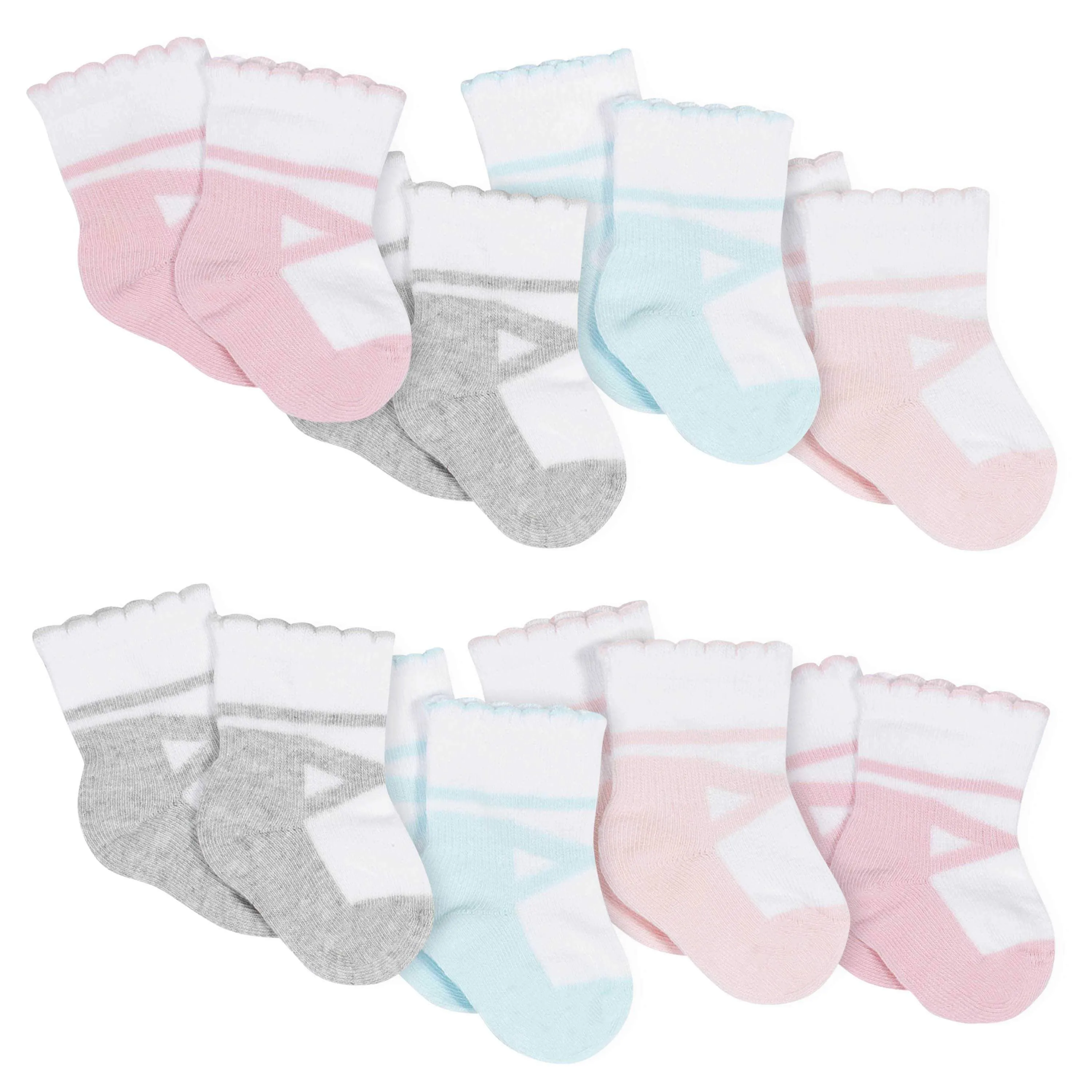 8-Pack Baby Girls' Ballet Slipper Wiggle-Proof® Jersey Crew Socks
