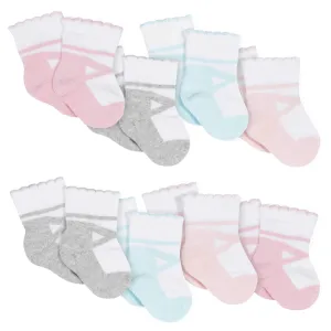 8-Pack Baby Girls' Ballet Slipper Wiggle-Proof® Jersey Crew Socks