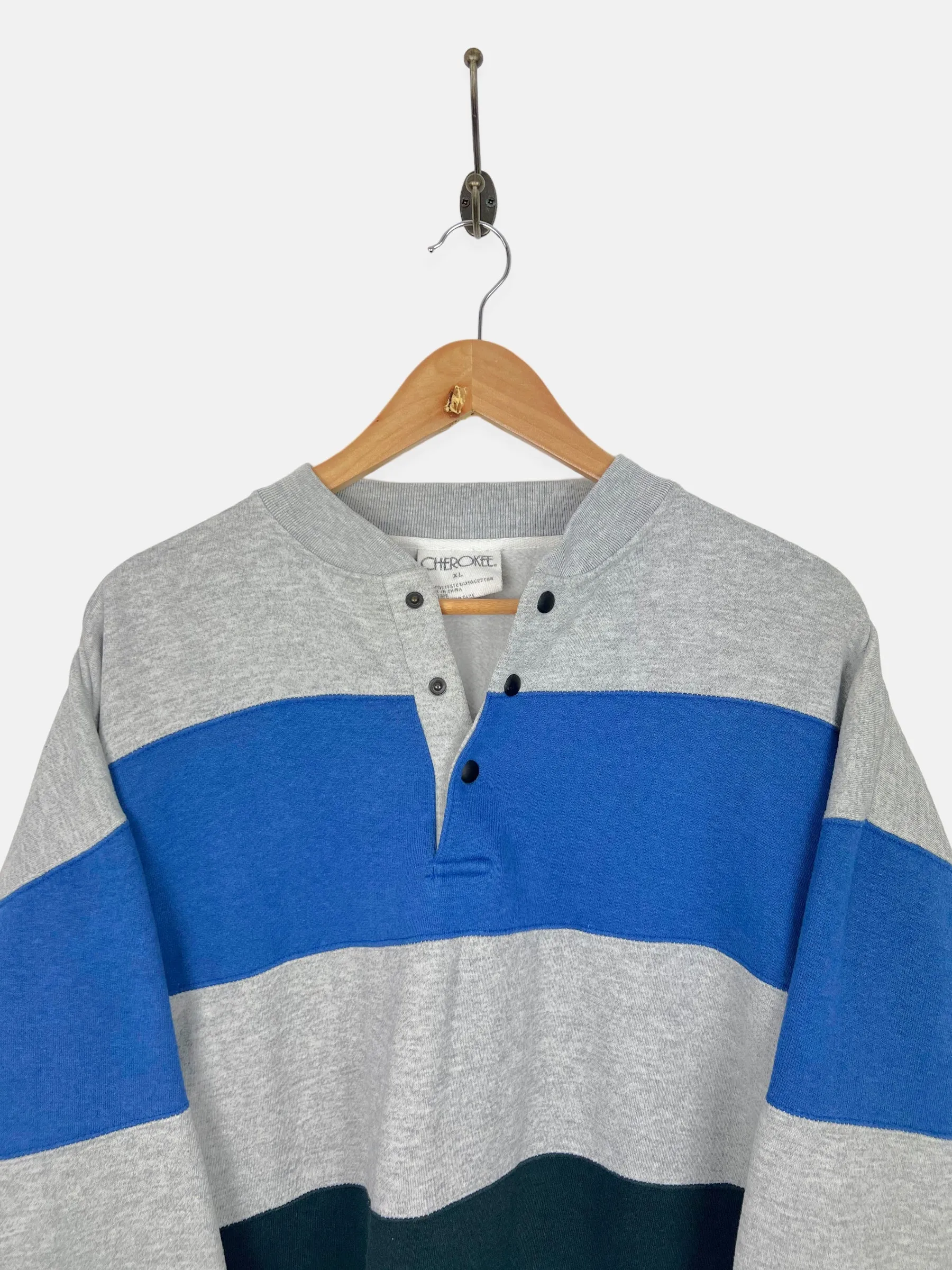 90's Cherokee Tradition Colour-Block Embroidered Vintage Sweatshirt Size XL
