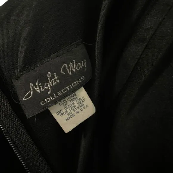 90s Night Way Black Slinky Velvet Vamp Dress Sequin Mesh Illusion Sweetheart 14