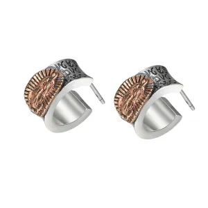 925 Sterling Silver Virgin Mary Stud Earrings Thai Silver Retro Fashion Jewelry