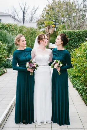 A-Line Crew Long Sleeves Floor-Length Bridesmaid Dress OHS078