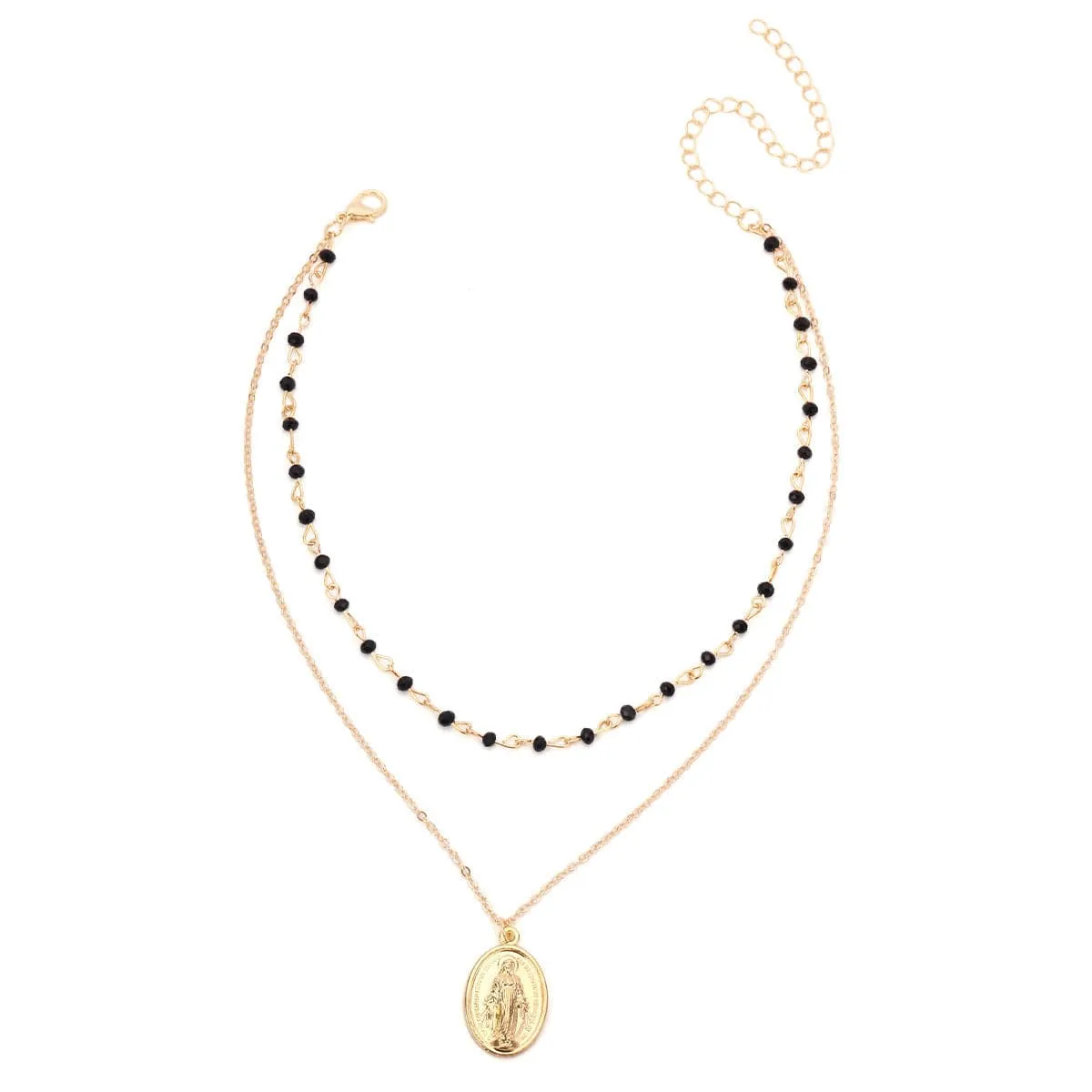 Acrylic & 18K Gold-Plated Mary Pendant Layered Pendant Necklace