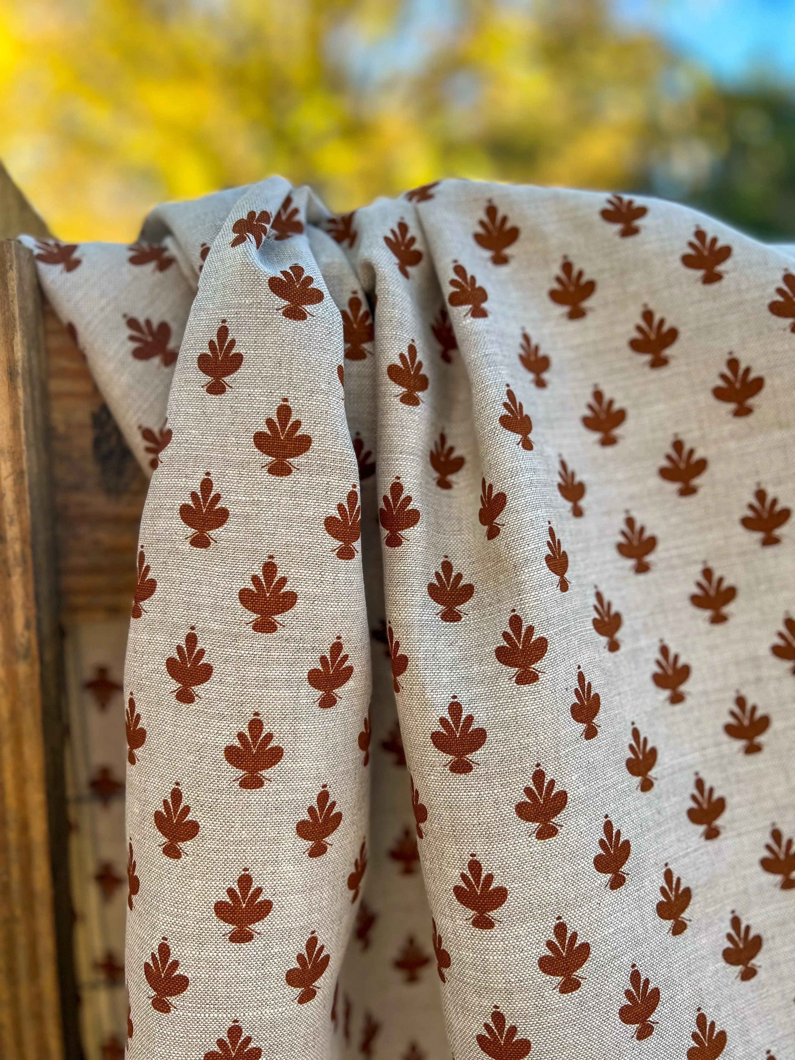 Adeline Fabric Burnt Orange on Oatmeal