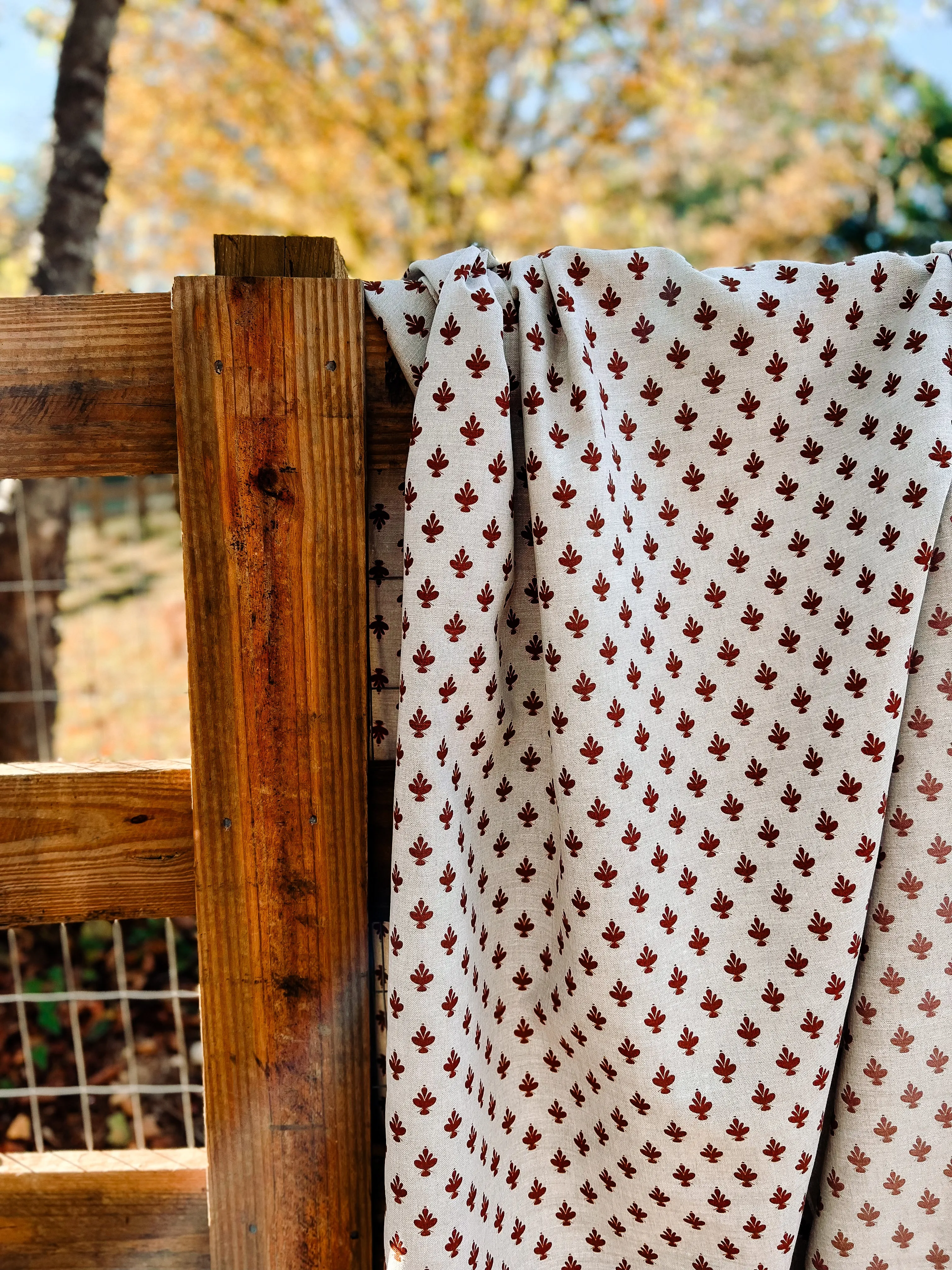 Adeline Fabric Burnt Orange on Oatmeal