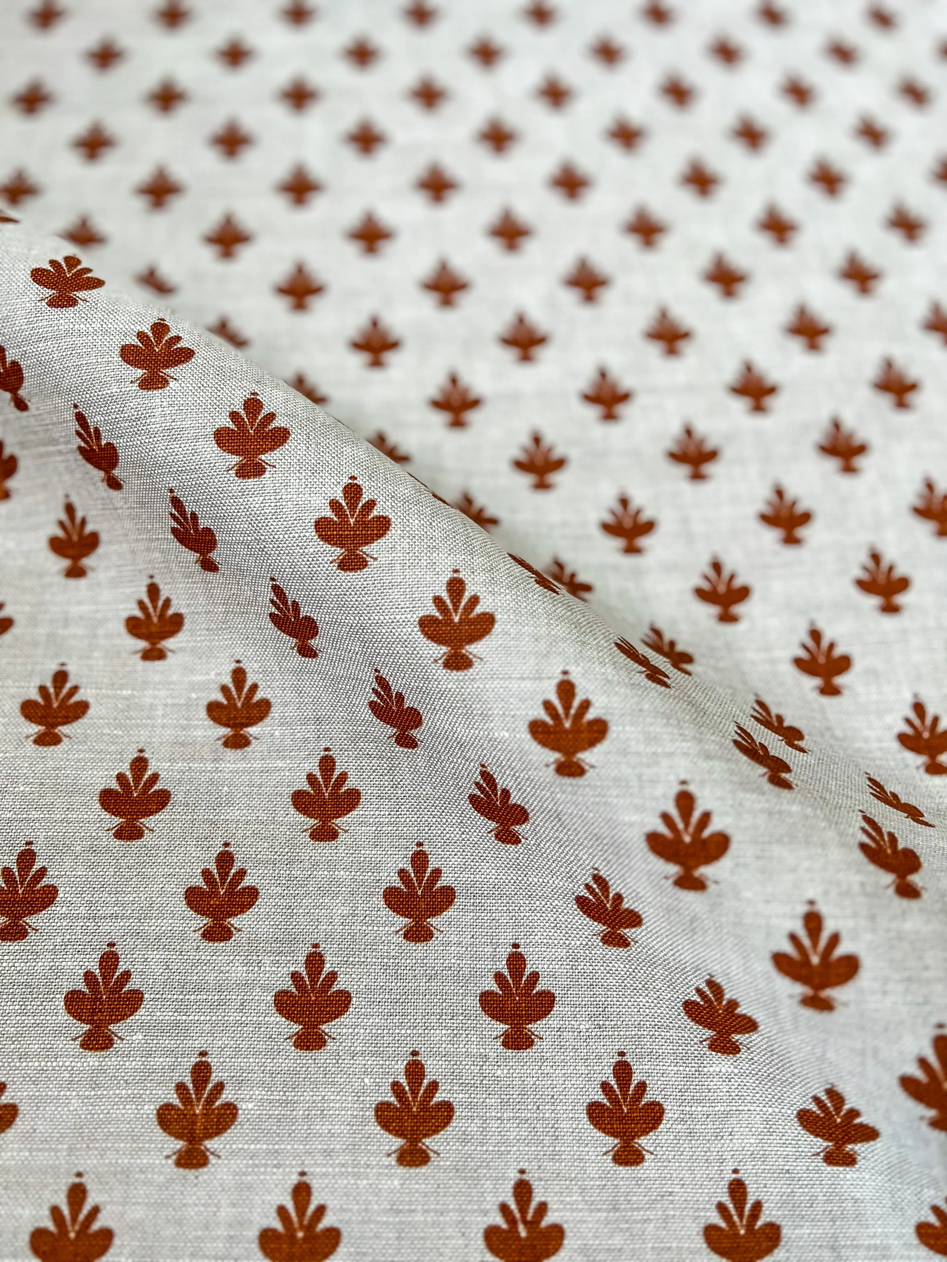 Adeline Fabric Burnt Orange on Oatmeal