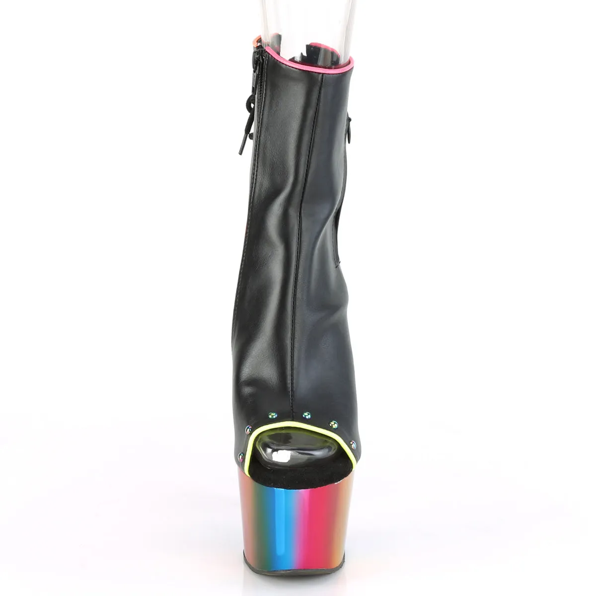 ADORE-1018RC-02  Black Faux Leather/Rainbow Chrome