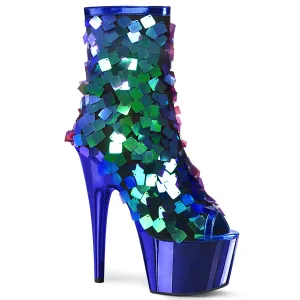 ADORE-1031SSQ  Iridescent Green Sequins-Royal Blue MetPu/Royal Blue Chrome