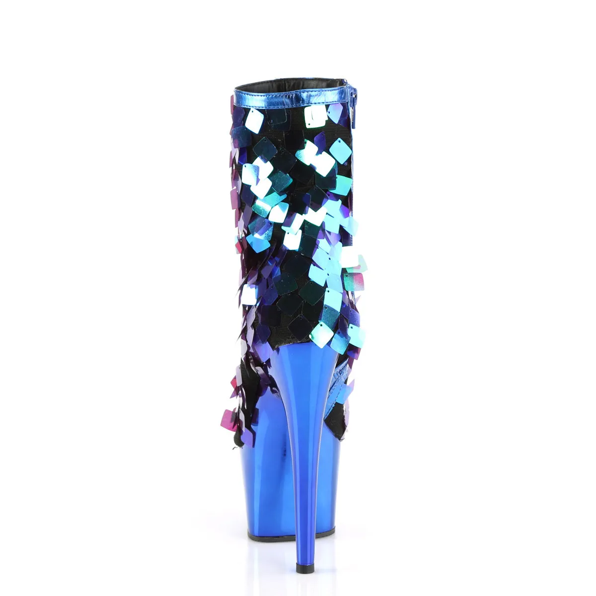 ADORE-1031SSQ  Iridescent Green Sequins-Royal Blue MetPu/Royal Blue Chrome