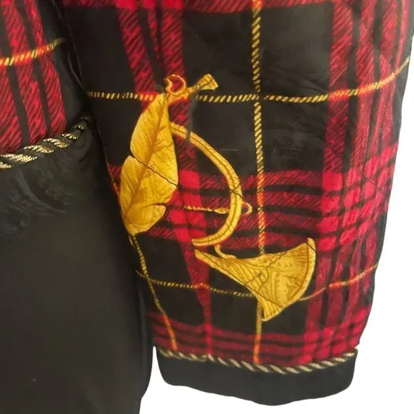 Adrianna Papell 100%Silk Quilted Plaid Horn Baroque Jacket, Size 10
