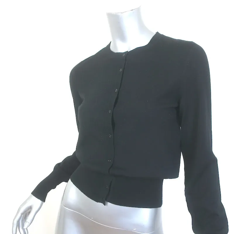 Alaia Crewneck Cardigan Black Lightweight Fleece Wool Size 40