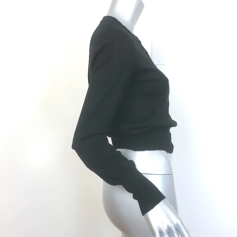 Alaia Crewneck Cardigan Black Lightweight Fleece Wool Size 40