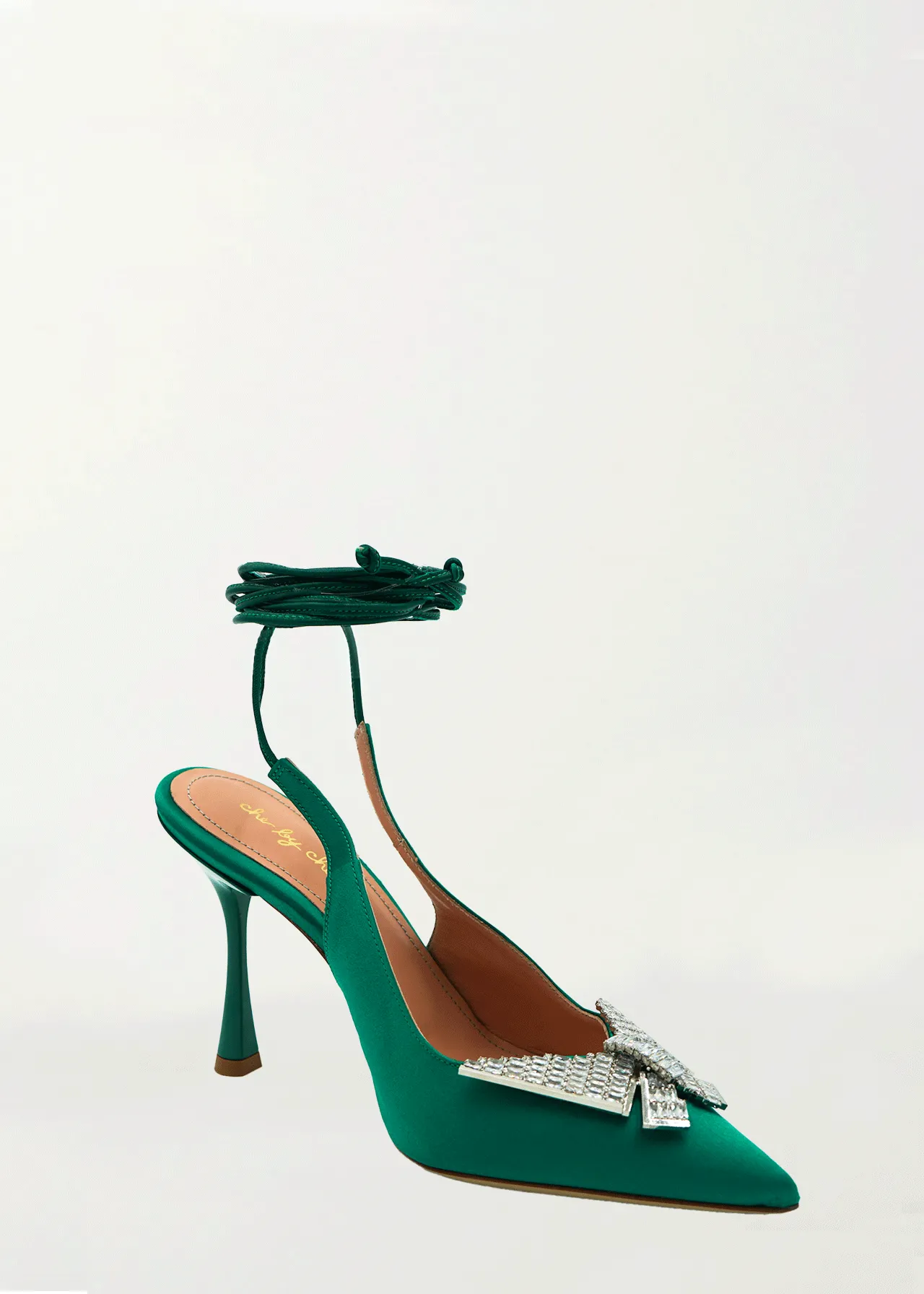 Alena Pump in Green Satin Butterfly
