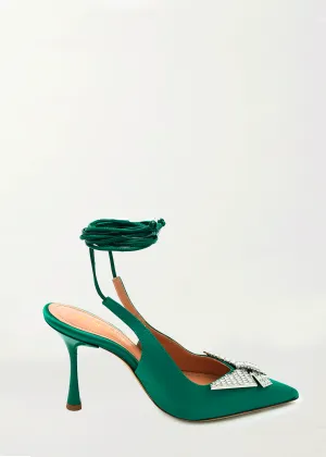 Alena Pump in Green Satin Butterfly