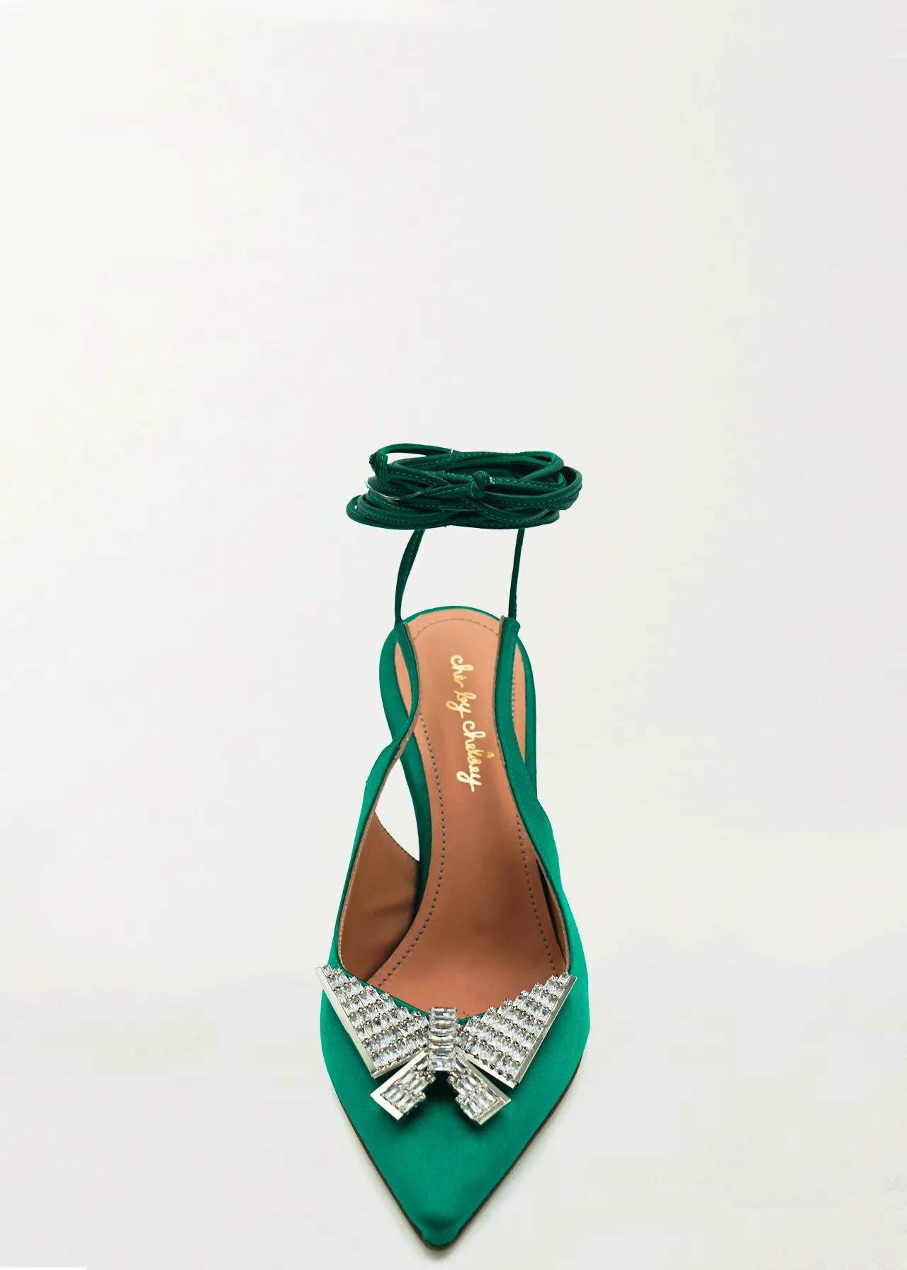 Alena Pump in Green Satin Butterfly