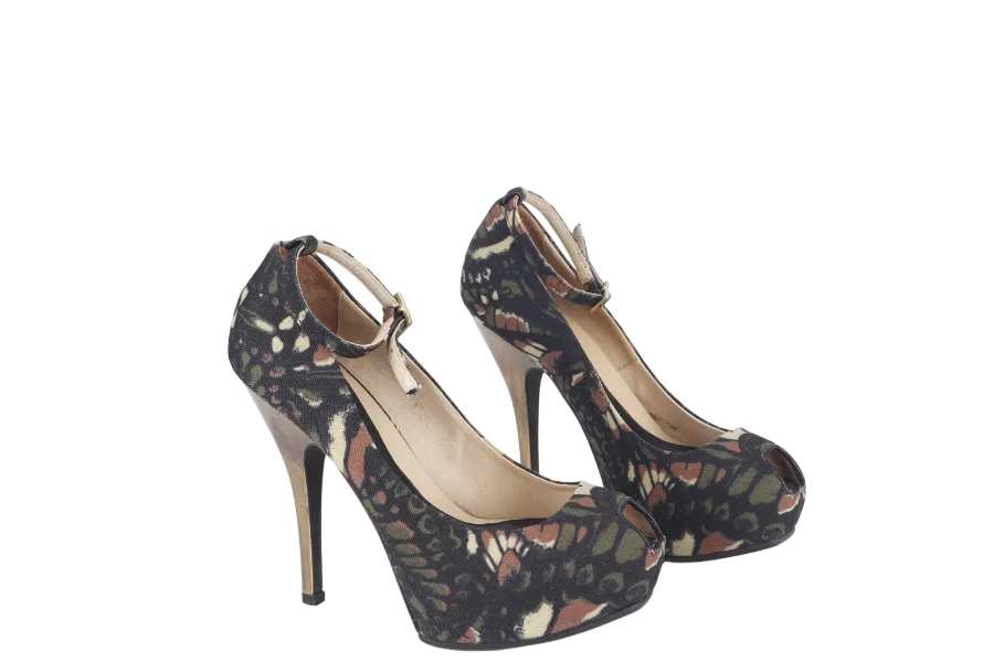 ALEXANDER MCQUEEN HEELS GOLD SATIN SIZE 36