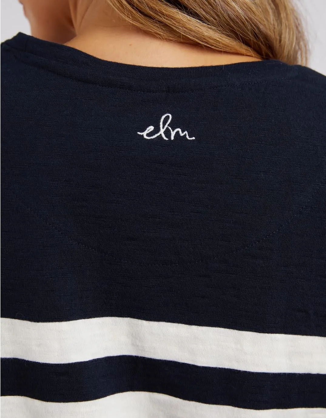 Allegra Long Sleeve Tee - Navy/Vintage White Stripe