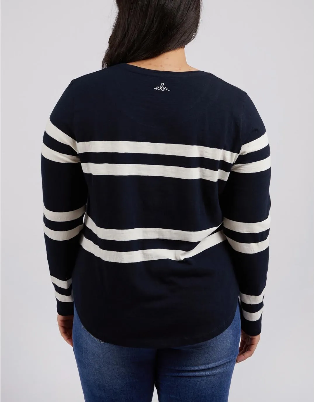 Allegra Long Sleeve Tee - Navy/Vintage White Stripe