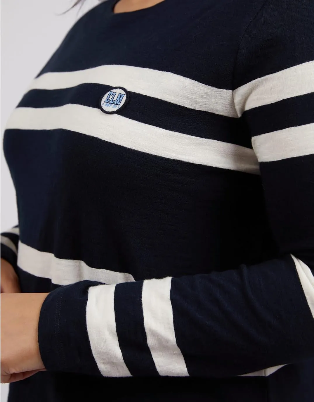 Allegra Long Sleeve Tee - Navy/Vintage White Stripe