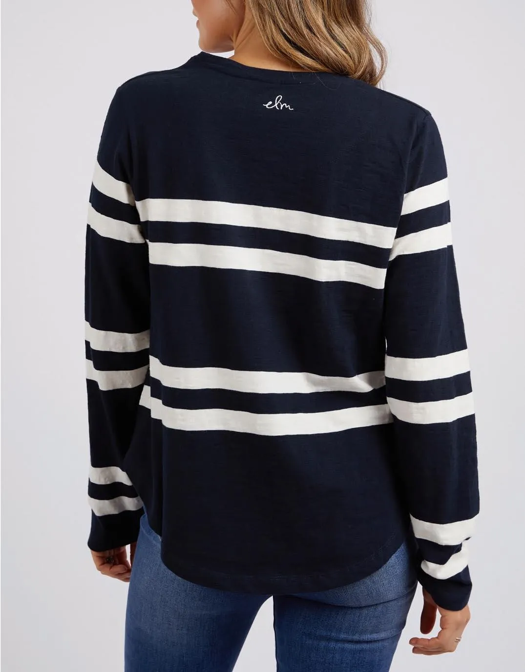 Allegra Long Sleeve Tee - Navy/Vintage White Stripe