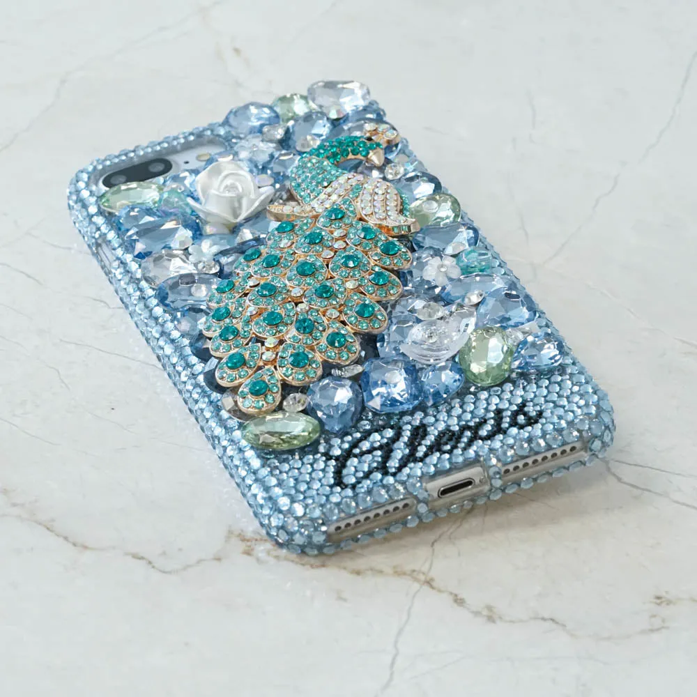 Aqua Peacock Personalized Name & Initials Design (style PN_1083)