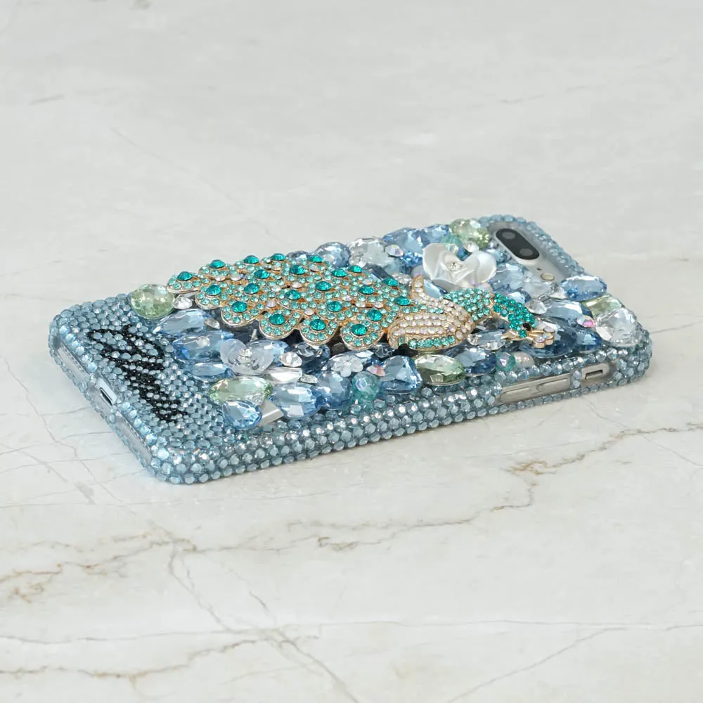 Aqua Peacock Personalized Name & Initials Design (style PN_1083)