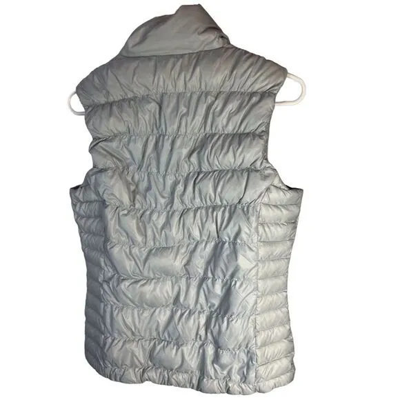 Athleta Women's Silver Puffer Vest M Lightweight Packable Quilted