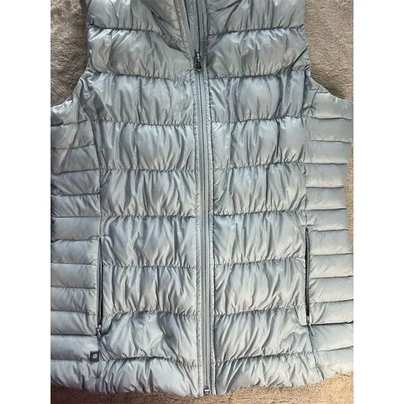 Athleta Women's Silver Puffer Vest M Lightweight Packable Quilted