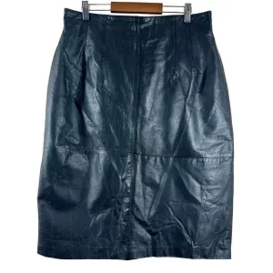 Axiom Women's Skirt Vintage Genuine Leather Black Classy Flare A-Line Size 15/16