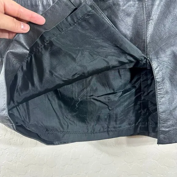Axiom Women's Skirt Vintage Genuine Leather Black Classy Flare A-Line Size 15/16