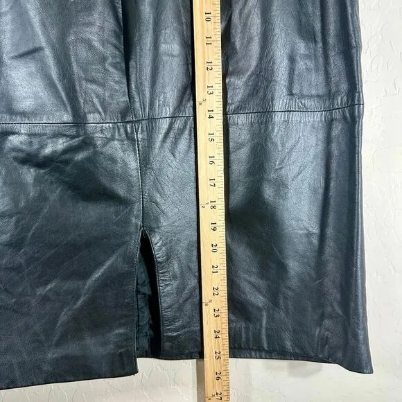 Axiom Women's Skirt Vintage Genuine Leather Black Classy Flare A-Line Size 15/16